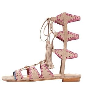 SCHUTZ Gladiator leather Sandals with pink and orange piping size 8.5